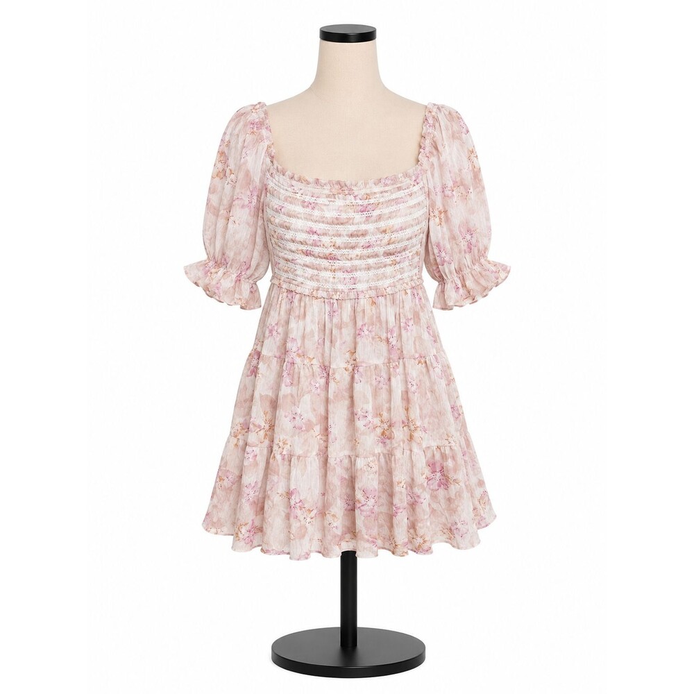 Jacquie The Label Womens Dress Size Large Chiffon Short Sleeve Floral Nordstrom